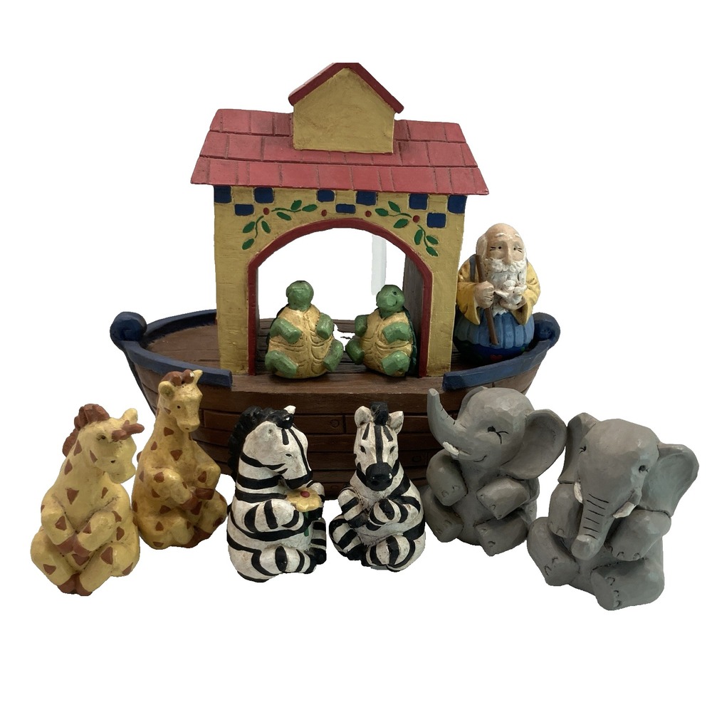 Rare Vtg Midwest Of Canon Falls Two‎ By Two Noah's Ark With Figures 10 Pc